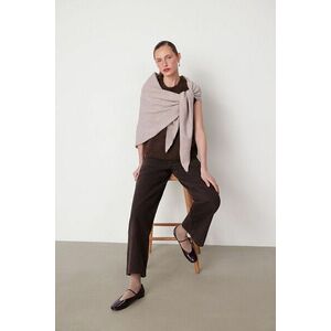 Medicine esarfa din amestec de lana culoarea bej, cu imprimeu imagine