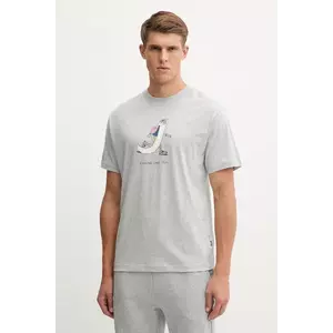 New Balance tricou din bumbac culoarea gri, cu imprimeu, MT53941AG imagine