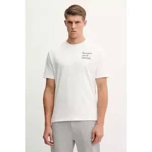 New Balance tricou din bumbac culoarea bej, cu imprimeu, MT53921SST imagine