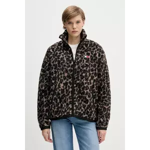 Tommy Jeans hanorac fleece culoarea maro, uni, DW0DW21596 imagine