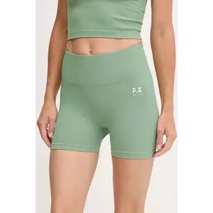 P.E Nation pantaloni scurți de antrenament Solace Seamless 3 culoarea turcoaz, uni, high waist, 244S223 imagine