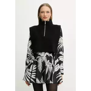 Morgan vestă culoarea negru, cu turtleneck, 5COLA imagine