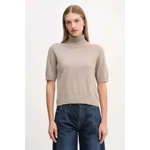 United Colors of Benetton pulover de lână pentru copii culoarea maro, light, cu guler, 102HD203X imagine