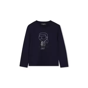 Karl Lagerfeld longsleeve din bumbac pentru copii culoarea bleumarin, cu imprimeu, Z30953 imagine