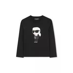 Karl Lagerfeld longsleeve din bumbac pentru copii culoarea negru, cu imprimeu, Z30953 imagine