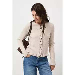 Medicine cardigan de lana culoarea bej imagine