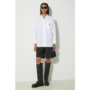 Kenzo camasa din bumbac Boke Flower Oversized Shirt femei, culoarea alb, cu guler clasic, relaxed, FE62CH2569LS.01 imagine