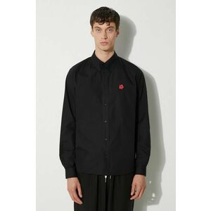Kenzo camasa din bumbac Boke Flower Crest Shirt barbati, culoarea negru, cu guler button-down, regular, FE65CH4109LI.99 imagine