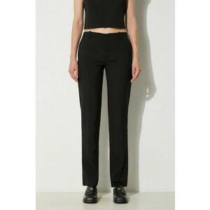 Kenzo pantaloni de lana culoarea negru, fason tigareta, high waist, FE62PA0929GE.99 imagine
