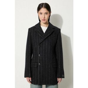 Kenzo palton de lana Tennis Stripes Pea Coat culoarea negru, de tranzitie, cu doua randuri de nasturi, FE62MA2209GM.99 imagine