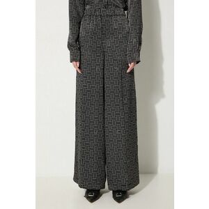Kenzo pantaloni Weave Pajama Pants femei, culoarea negru, lat, high waist, FE62PA0849R1.99 imagine