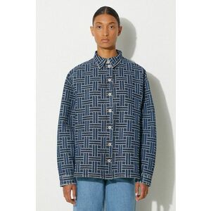 Kenzo camasa jeans Dropped Shoulders Shirt femei, cu guler clasic, relaxed, FE62DC2476J3.DS imagine