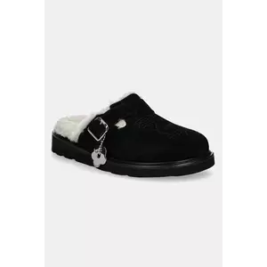 Kenzo papuci din piele Matto Clogs femei, culoarea negru, FE62MU051L58.99 imagine