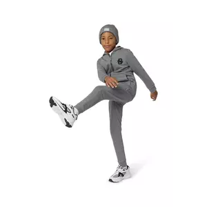 BOSS bluză copii culoarea gri, cu glugă, cu imprimeu, J52320 imagine