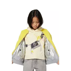 Marc Jacobs hanorac de bumbac pentru copii culoarea galben, cu glugă, cu model, W60573 imagine