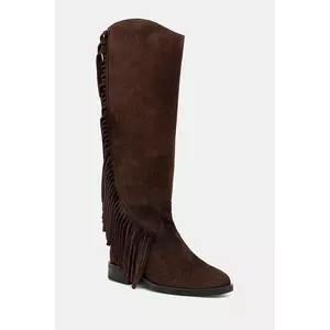 Steve Madden cizme din piele întoarsă Nigella culoarea maro, cu toc plat, 11004914 imagine
