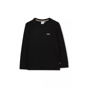 BOSS longsleeve din bumbac pentru copii culoarea negru, cu imprimeu, J52364 imagine