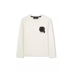 Karl Lagerfeld longsleeve din bumbac pentru copii culoarea alb, cu imprimeu, Z30955 imagine