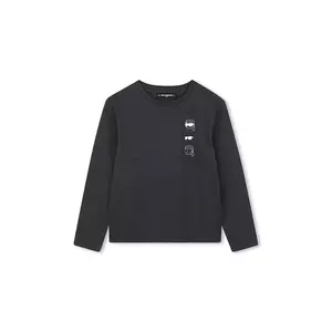 Karl Lagerfeld longsleeve din bumbac pentru copii culoarea gri, cu imprimeu, Z30951 imagine