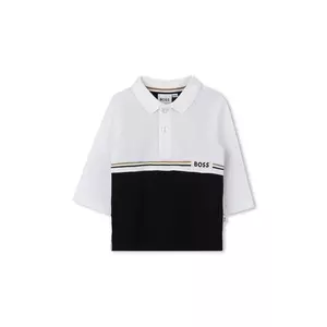 BOSS tricouri polo din bumbac pentru bebeluși culoarea negru, cu imprimeu, J52456 imagine