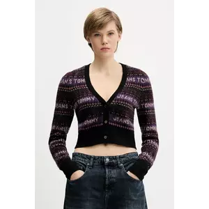 Tommy Jeans cardigan din amestec de lână culoarea negru, DW0DW21691 imagine