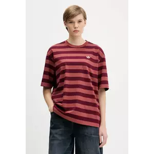 adidas Originals tricou din bumbac STRIPED SS TEE culoarea portocaliu, KF2320 imagine