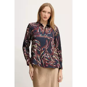 Weekend Max Mara cămașă de mătase RIVE culoarea bleumarin, cu guler clasic, regular, 2525116062600 imagine