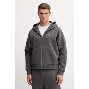 Puma bluză culoarea gri, cu glugă, uni, 632066 imagine
