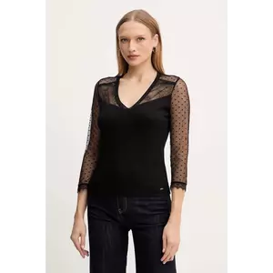 Morgan bluză culoarea negru, uni, THAISA imagine