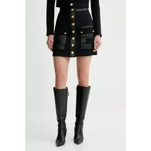 Elisabetta Franchi fusta culoarea negru, mini, drept, GO12057E2 imagine