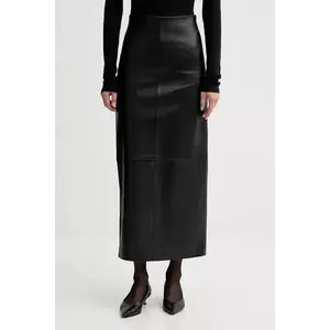 Liviana Conti fusta de piele culoarea negru, maxi, drept, L5WX52 imagine