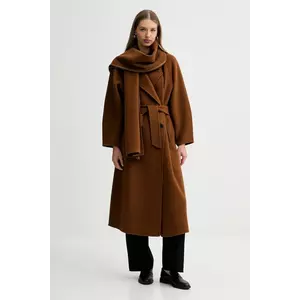 Liviana Conti palton de lână culoarea maro, F5WW69 imagine