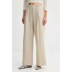 Liviana Conti pantaloni cu cașmir culoarea bej, lat, high waist, L5WN37 imagine