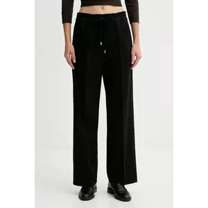 Liviana Conti pantaloni cu lână culoarea negru, drept, high waist, L5WN85 imagine