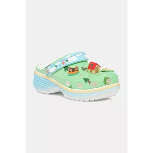 Crocs papuci Animal Crossing Platform Clog culoarea verde, cu platforma, 210101 imagine