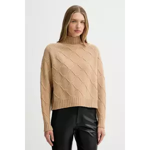 Elisabetta Franchi pulover de lână culoarea bej, cu guler, MK55T57E2 imagine