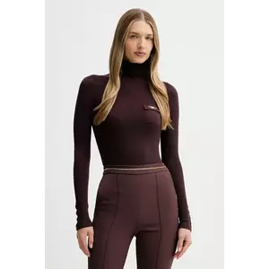 Elisabetta Franchi pulover din amestec de mătase culoarea bordo, light, cu guler, MK11B56E2 imagine