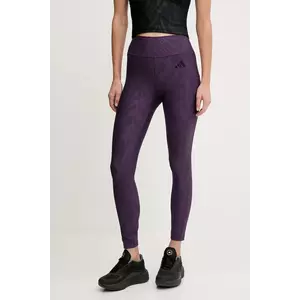 adidas Performance leggins de antrenament Optime culoarea violet, cu imprimeu, JX3126 imagine