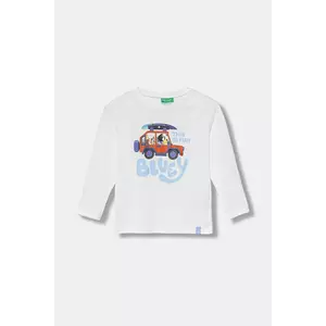 United Colors of Benetton longsleeve din bumbac pentru copii culoarea alb, cu imprimeu, 3I1XG10KH imagine