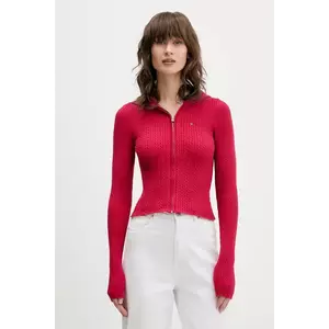 Tommy Jeans cardigan culoarea bordo, light, DW0DW21673 imagine