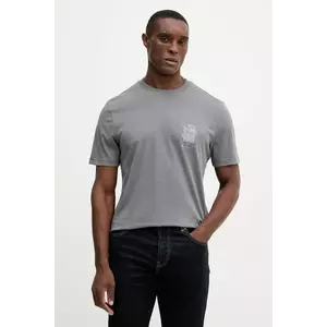 BOSS Orange tricou din bumbac culoarea gri, cu imprimeu, 50554610 imagine