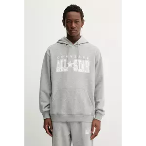 Converse bluză culoarea gri, cu glugă, cu imprimeu, CVM5K160 imagine