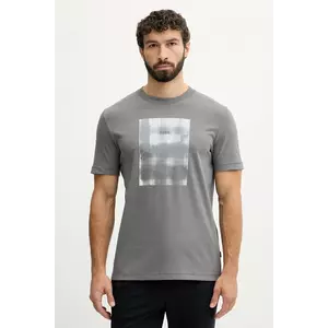 BOSS Orange tricou din bumbac culoarea gri, cu imprimeu, 50554640 imagine