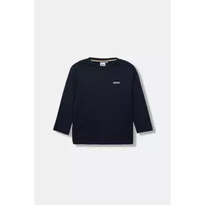 BOSS longsleeve din bumbac pentru copii culoarea bleumarin, cu imprimeu, J52364 imagine