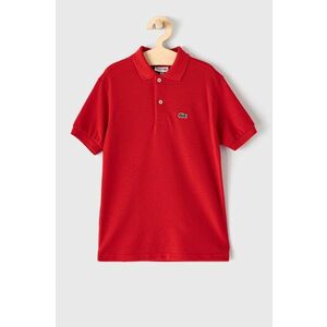 Lacoste tricouri polo din bumbac pentru copii culoarea rosu, neted imagine