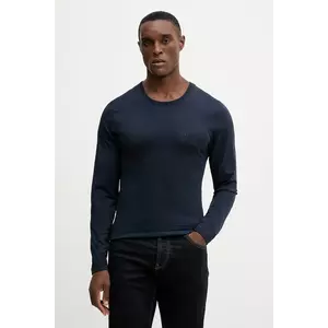 BOSS longsleeve din bumbac 3-pack culoarea bleumarin, uni, 50492321 imagine