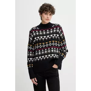 Barbour pulover din amestec de lână culoarea bleumarin, călduros, cu turtleneck, LKN1557 imagine