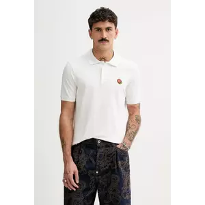 Kenzo polo de bumbac Pop barbati, culoarea alb, neted, FF55PO5424PU.02 imagine