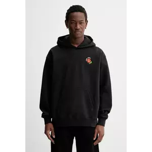 Kenzo hanorac de bumbac barbati, culoarea negru, cu glugă, cu imprimeu, FF55SW2754MC.99J imagine