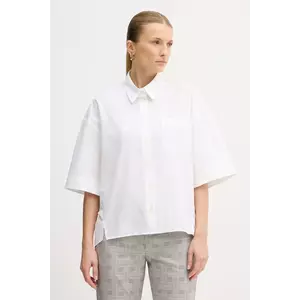 Kenzo cămașă din bumbac femei, culoarea alb, cu guler clasic, relaxed, FF52CH2589LB.01 imagine